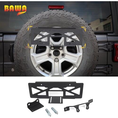 BAWA License Plate Holder for Wrangler JL Car Rear Spare Tire License Plate Mount Bracket for Jeep Wrangler JL 2018