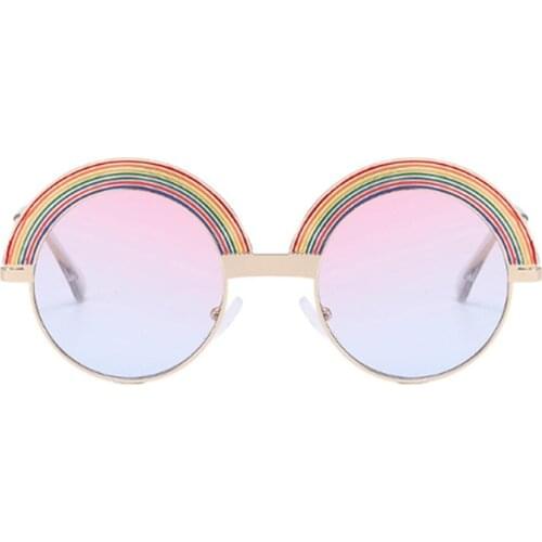 Kids Sunglasses Round Painted Rainbow Sun Glasses Girls Boys Metal Children Glasses Boy Girl Trend Style Street Shot Sunglasses