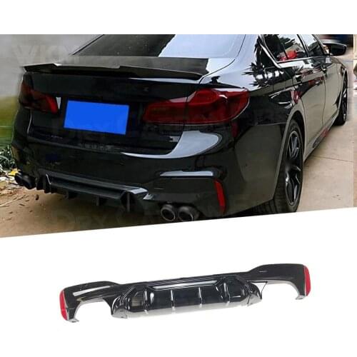 Rear Bumper Lip Diffuser With Exhaust Tips For BMW 5 Series G30 G38 M Sport 2017-2020 M5 Style ABS Back Bumper Competition