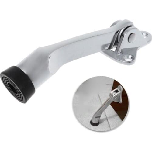 Zinc Alloy Satin Chrome Lever Door Stopper With Rubber Feet Mounted Holder