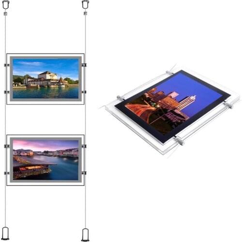 3unit/Column) A4 Double Sided Magnetic Front Panel LED Light Panels,Backlit Display Lightbox,Wire Hanging Display Systems