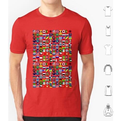 Multi Botons T Shirt Cotton Men DIY Print Flags Countries World Geek Teens Tendencies