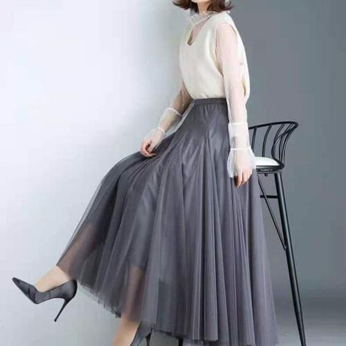 Ginzagirl Maxi High ClassTulle Lady High Waist Ball Gown Bridesmaids Wedding Dress Skirts Elastic Adult Tutu Jupe Longue Femme