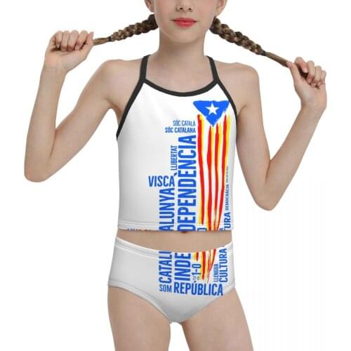 Proud Swimsuit for Children young Girls ESTELADA GRUNGE PARAULES CATALUNYA Biquini 2021 Wholesale Brand Girl Swimming Suit