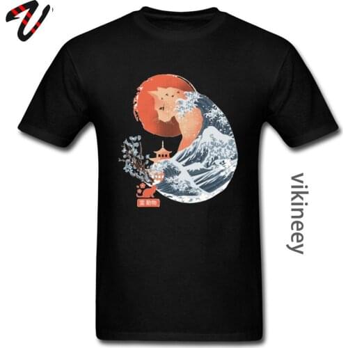 Hokusai SPIRIT ANIMAL CAT New Tshirt Japanese Wave Cat Sakura Sunset Beach Funny T Shirt Men 3D Print Kawajima Vaporwave
