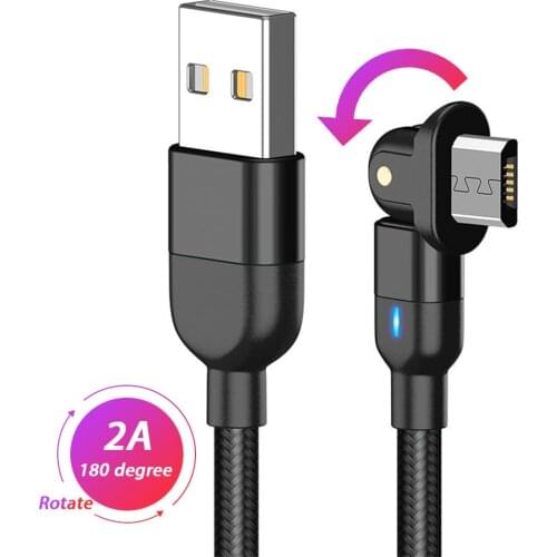 Micro USB Cable 2A Fast Charging Data Cord for Samsung Xiaomi Right Angle Microusb Kabel Micro USB Phone Charger Cable 90 Degree