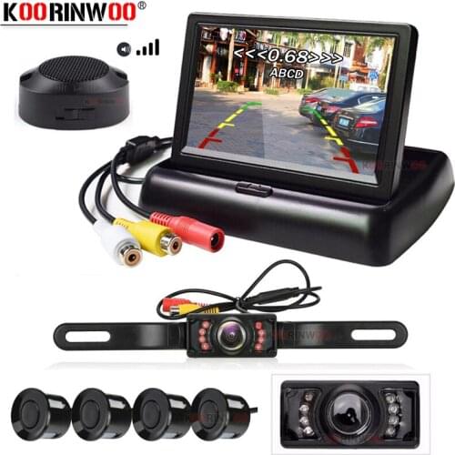 Koorinwoo Electrics Visible Car Parking Sensor 22MM + 7 IR Lights License Rear view Camera HD LCD Monitor Rear Car Accossories