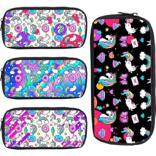 3D Print Unicorn Cosmetic Bag Anime Rainbow Pink Unicorn School Supplies Stationery Pencil Case Makeup Box kawaii Storage Pouch