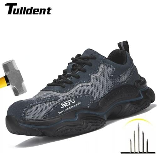 Men’s Safety Shoes Boots Steel Toe Cap Casual Boots Breathable Indestructible Shoes Puncture-Proof Work Boots Soft