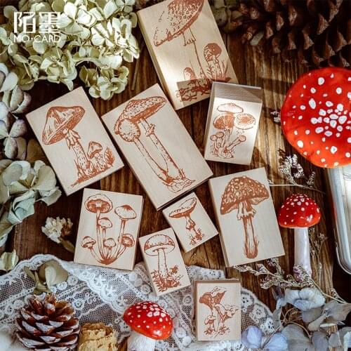 Cute Mushroom Collection Series Decoration Stamp Wooden Rubber Stamps for Scrapbooking Stationery DIY Craft Standard Stamp