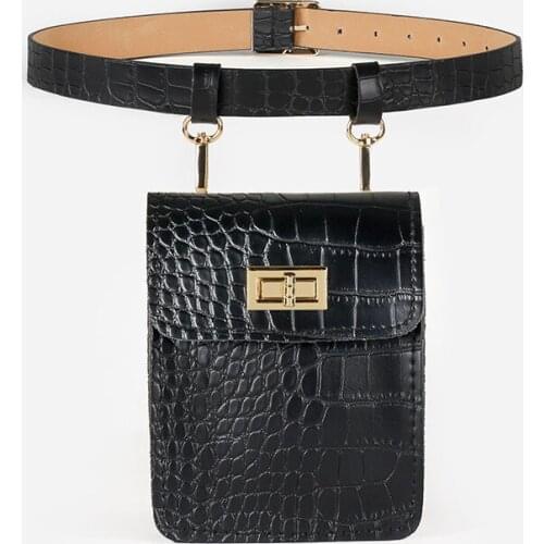 Fashion new womens stone pattern cool pendant chain running bag leather belt versatile belt popular highquality suitable women