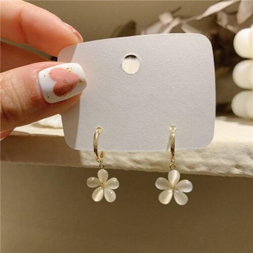 2021 New Arrival 14K Real Plated Opal Flower Stud Earrings For Women Luxury Jewelry Zircon Earrings