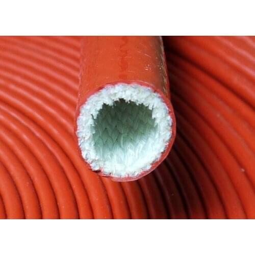 Fibreglass Fire Sleeving 4 - 130 mm Silicone Protective Heat Shield Sleeve Red (Sample)