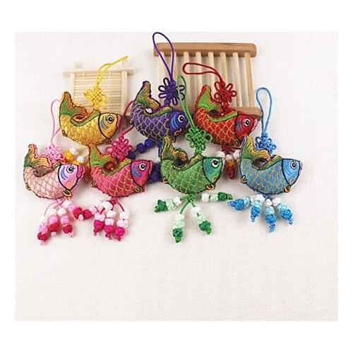 Omamori Pray Fish Fortune Beauty Health Safe Key Holder Embroidery Transparent Lucky Wealth Bag Pendant Present Keychains