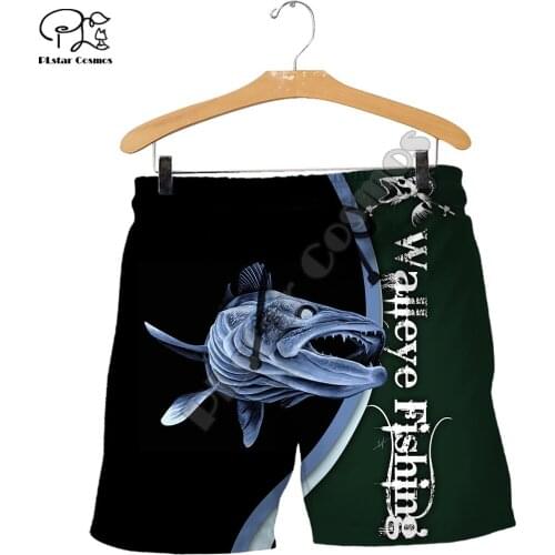 PLstar Cosmos Newest Walleye Fishing Fisher Art Camo Funny 3DPrint Unisex Summer Men/Women Casual Shorts Beach Short Pants C-2