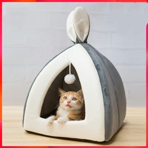 SHUANGMAO Hot Pet Cat Bed Indoor Kitten House Warm Small for Dogs Nest Collapsible Cats Cave Cute Sleeping Mats Winter Products
