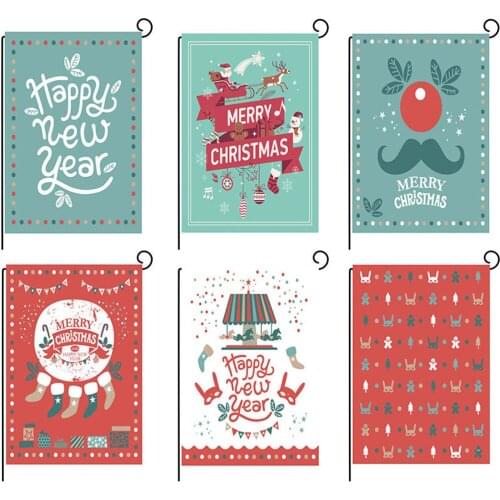 Christmas Flag Floral Print Christmas Flag Outdoor Decorations for Garden Courtyard