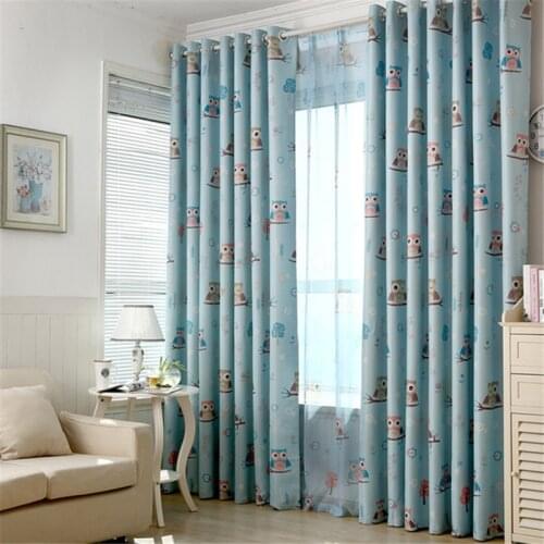 Ready Stock Cartoon Owl Pattern Blackout Curtains For Children Living Room Bedroom Window Treatments for Boys 2JL123A
