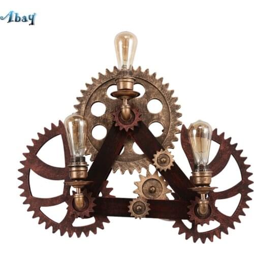 Nordic Iron Art Gear Wall Lamp Retro Industrial Decor for Bar Tea Shop Restaurant Cafe Hall Living Room Loft Decor Vintage Light