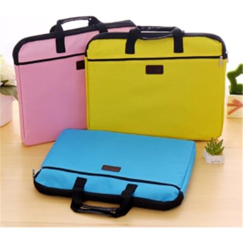 Portable document bag canvas A4 office zipper bag large capacity men women handbag multi-layer information bag briefcase meeting