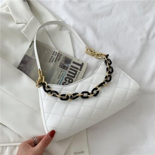 Fashion Texture Rhombus Womens Bag Summer New Fashion Chain Shoulder Bag PU Trend Small Square Bag Handbags for Women 2021