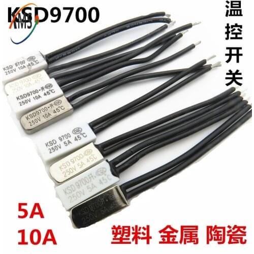1pcs Thermostat KSD9700 40C 45C 50C 55C 60C 65C Bimetal Disc Temperature Switch N/O N/C Thermal Protector degree centigrade