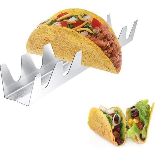 Convenient Chic Stainless Steel Taco Holder Stand Tray Rack Oven Dishwasher Safe Restaurant Kitchen Accessories