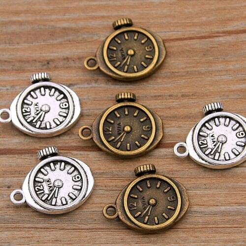 10PCS 17*21mm 2 Color Vintage Metal Zinc Alloy Ellipse Steampunk Clock Charms For DIY Necklace Bracelet Jewelry Making Findings