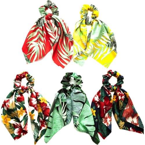 Vintage Women Headwear Turban DIY Bow Streamers Hair Scrunchies Ribbon Hair Ties Horsetail Ties Head Wrap Hair Accessories