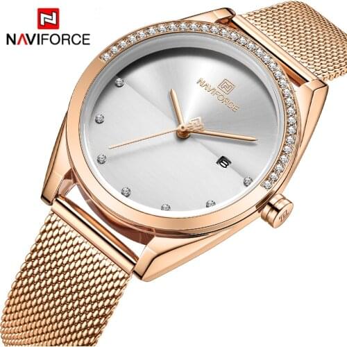 Women NAVIFORCE 5015 Gold Quartz Watch Lady Casual Waterproof Simple Wristwatch Gift for Girls Wife Saat Relogio Feminino