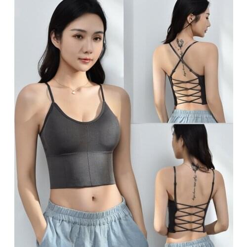 Womens Thin Shoulder Straps, Cross Pit Stripe, Sports Adjustable Bra, Chest, Beautiful Back, Adjustable Straps, Tube Top