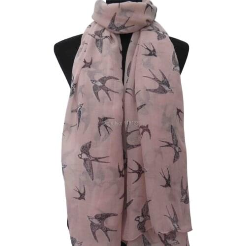 Swallow Bird Print Womens Long Scarf Shawl Wrap, Free Shipping