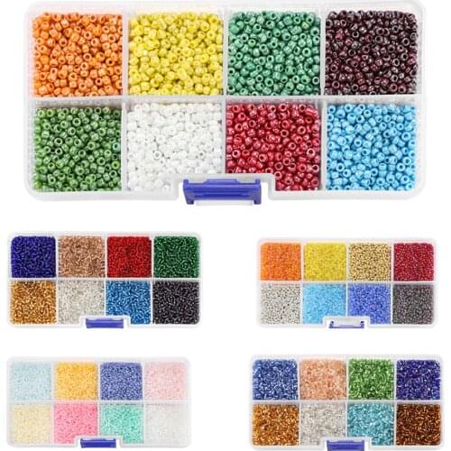 2mm Czech Glass Seed Beads Belt Box Set Charm Mixed Color Ceylon Round Loose Spacer Beads For DIY Bracelet Jewelry Making