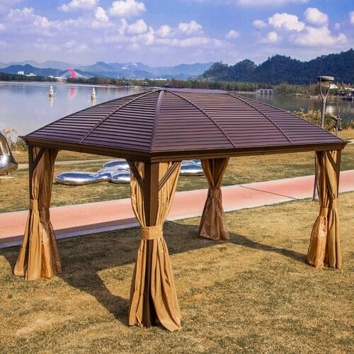 3 by 4meter Aluminum Curved Metal Roof Hard Top Gazebo Iron Roof Gazebo Solid Roof Party Galvanized Luxury Garden Gazebo