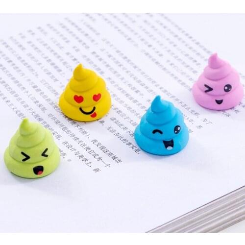 4pc Kawaii Colored Poop Eraser Student Creative Novelty Kids Stationery Pencil Eraser Promotion Office School Supplies