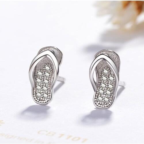 925 Sterling Silver Stud Earrings for Women Diamond Gemstone Cute Slipper Earrings Wedding Engagement Gift Fine Jewelry