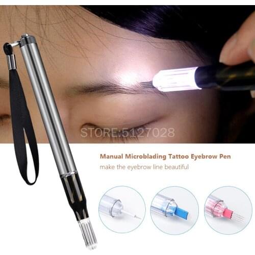 Microblading Tattoo Accessories Professional Permanent Makeup Manual Pen with LED Light for Micro Eyebrow Lip Hand Tools Supply