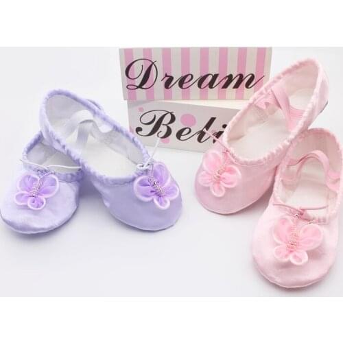 Ballet shoes satin dance shoes for girls ballet slippers toddler girl shoes satin upper suede sole ballet flats butterfly