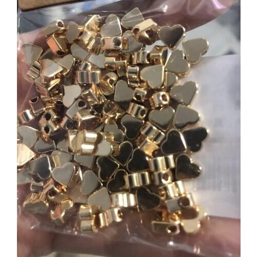 10PCS/Lot Love Heart Beads Gold Filled Brass Loose Spacer Beads for Diy Jewelry Making Heart Beads Diy Necklace Bracelet