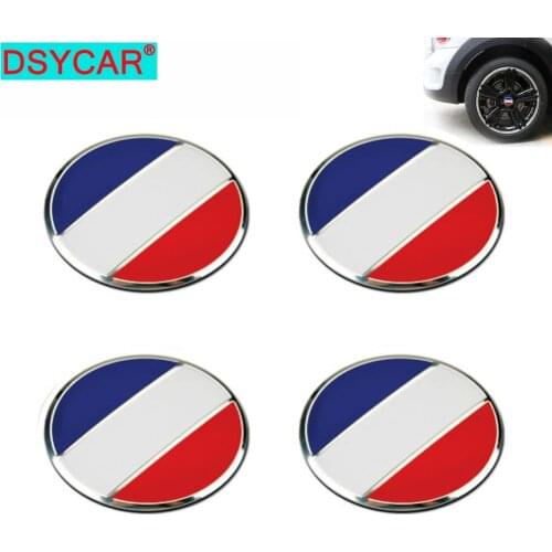 DSYCAR 4Pcs/lot 56mm France Flag Alloy Car Wheel Center Hub Caps Sticker Emblem for Peugeot Citroen Renault Bugatti DS