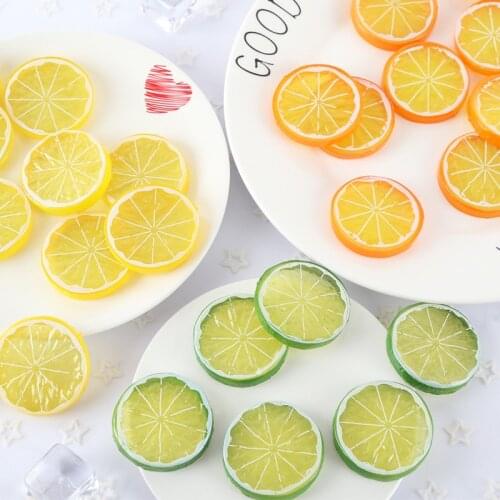 5pcs 5cm Artificial Fruit Simulation Lemon Slices Christmas Fruit Ornament Kitchen Wedding Fake Lemon Decoration Supplies