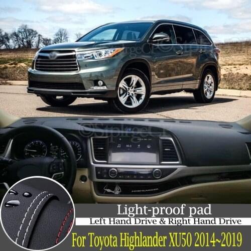 Quality leather instrument panel protection pad and light-proof pad for Toyota Highlander XU50 2014~2019 car styling accessories