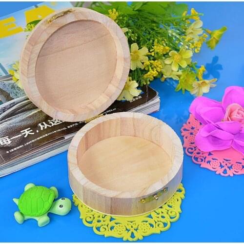 1PC Round Wedding Wood Ring Box Jewelry Storage Box Necklace Earrings Container Storage Box Make Up Organizer 9.8x9.8x4.3cm