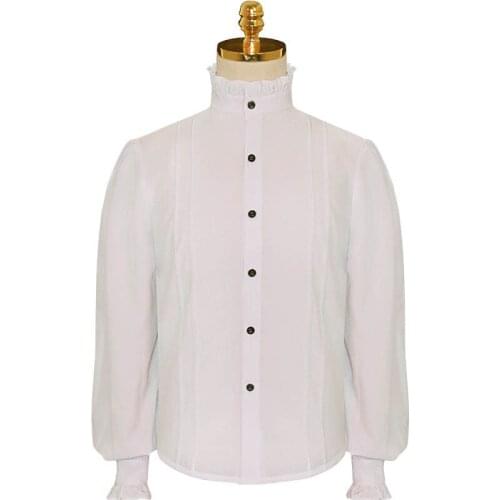Costumes Cosplay Men Blouse Renaissance Medieval Chemise Victorian Pirate Knight Gothic Retro Casual Shirt Top Loose Long Sleeve
