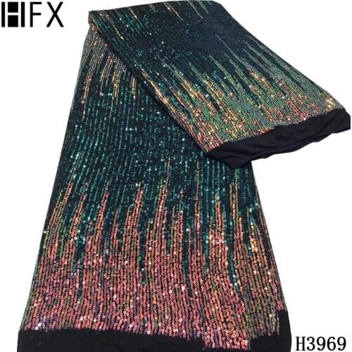 HFX Lace Fabric Sequins Embroidered Vlvet Lace Fabric African Lace 2020 High Quality Nigerian Lace Velvet Fabric For Women Dress
