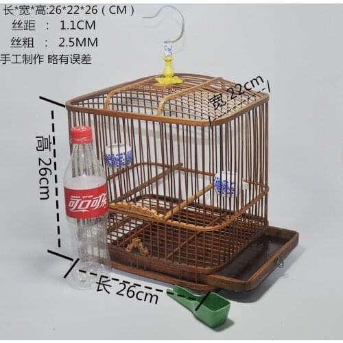A square birdhouses bamboo At the bottom of the drawer flexible bird cage accessories bird house Pet decoration The parrot