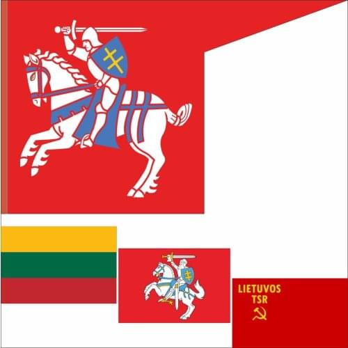 Lithuania Historical Flag 3X5FT 100D Polyester Double Stitched High Quality Banner Lithuanian SSR 90X150CM