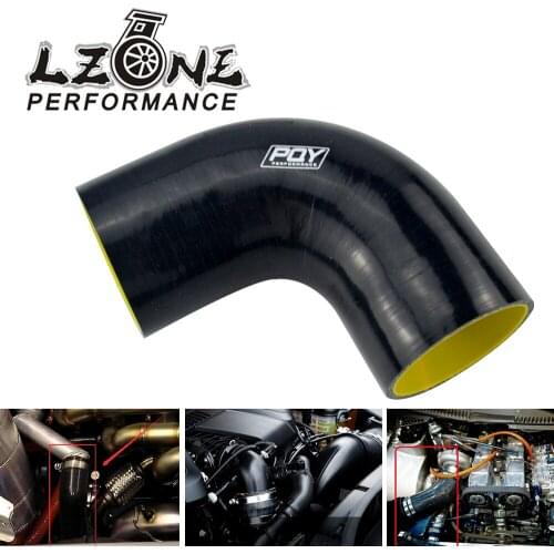 LZONE - 2.5" 63mm 90 Degree Elbow Silicone Hose Pipe Turbo Intake Blue&yellow / Black&yellow JR-SH9025-QY