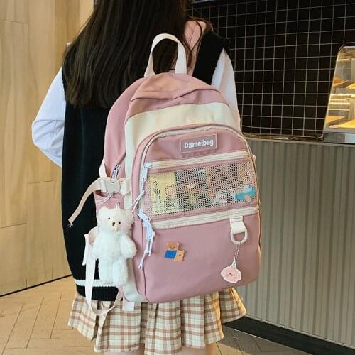 Kawaii Student Backpack Women Book Backpack Waterproof Nylon Cute Travel SchoolBag Girl Laptop Female Fashion Bag Ladies Trendy