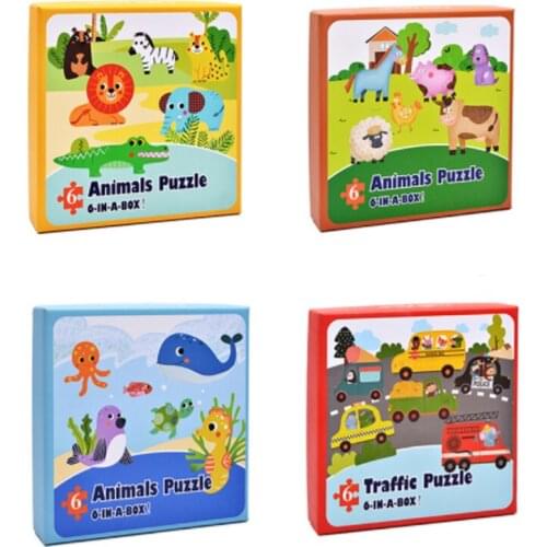 New Baby Learning Toys Montessori Wooden Puzzle Hand Grab Board Early Educational Toy Cartoon Animal Puzzle Kids